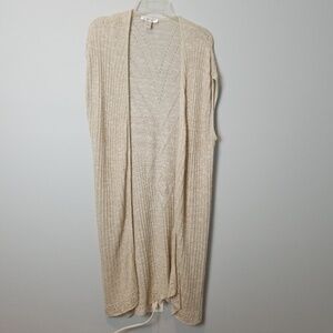 CJ Banks Long Open Front Cardigan Duster Cream